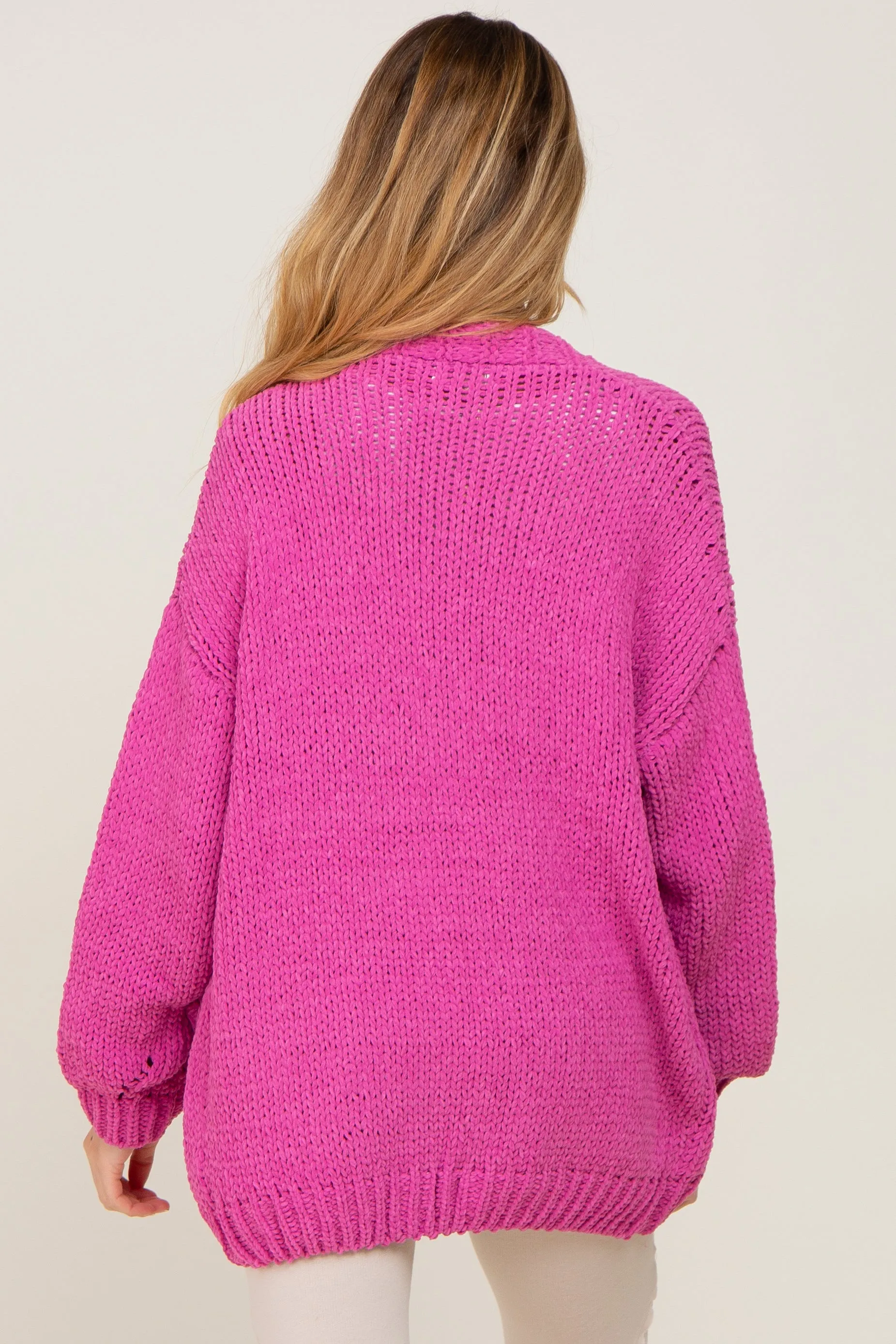 Fuchsia Oversized Bubble Sleeve Maternity Cardigan sold by Pinkblush product image thumbnail 3