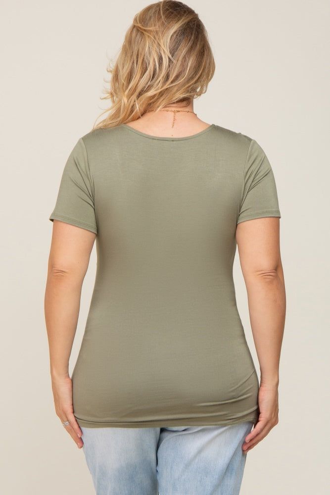 Olive Wrap Front Plus Maternity/Nursing Top sold by Pinkblush product image thumbnail 3