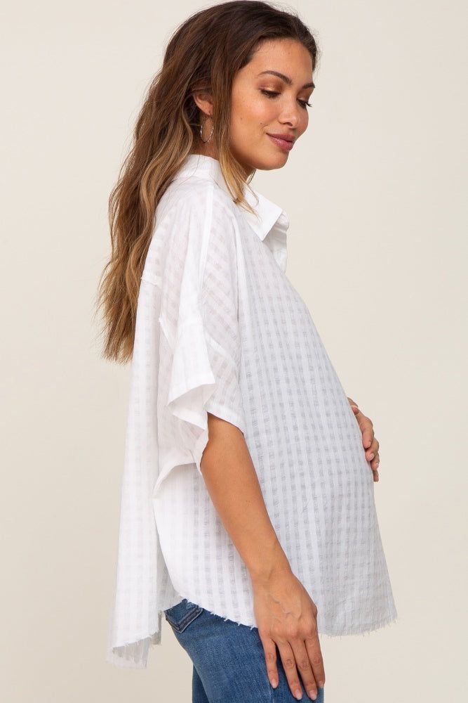 White Striped Collared Maternity Top sold by Pinkblush product image thumbnail 3