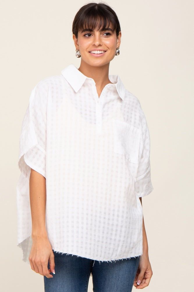 White Striped Collared Maternity Top sold by Pinkblush product image thumbnail 5
