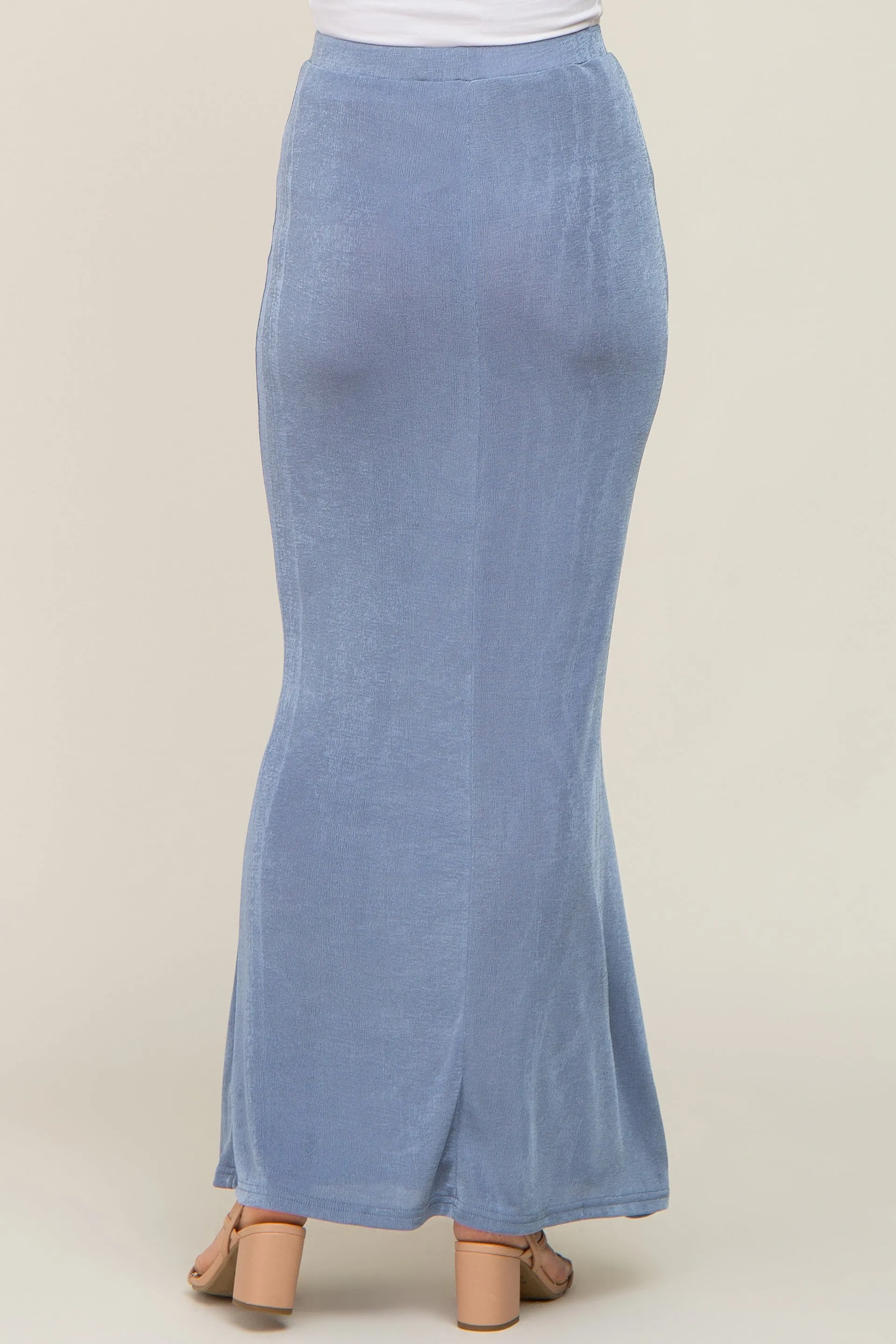 Blue Stretch Knit Maxi Skirt sold by Pinkblush product image thumbnail 4