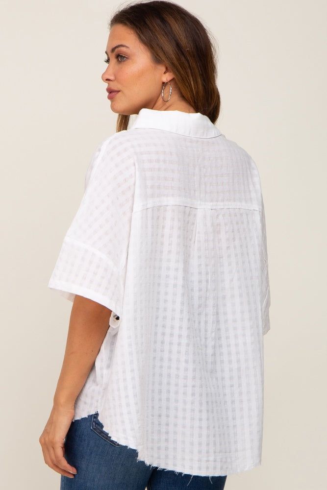White Striped Collared Maternity Top sold by Pinkblush product image thumbnail 4