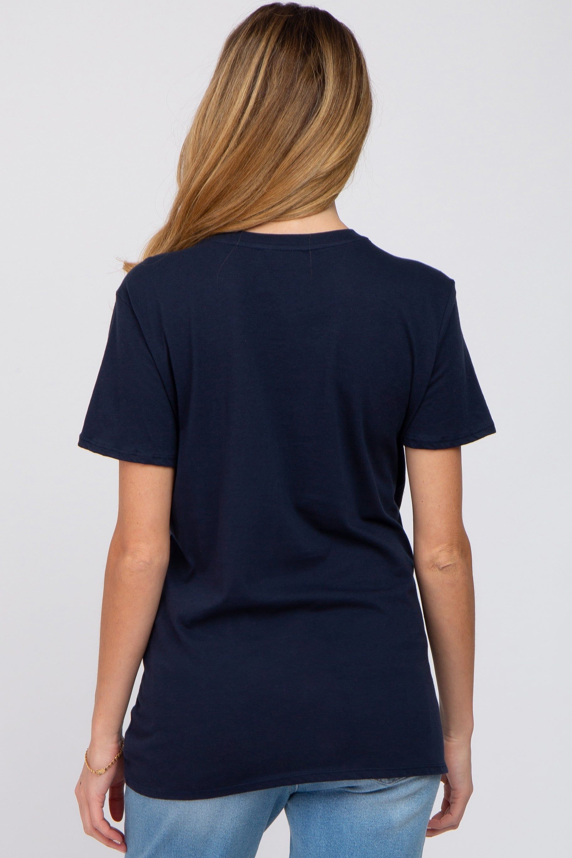 Navy Oversized Short Sleeve Maternity Top sold by Pinkblush product image thumbnail 3