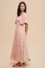 Pink Floral Smocked Tiered Maxi Dress sold by Pinkblush