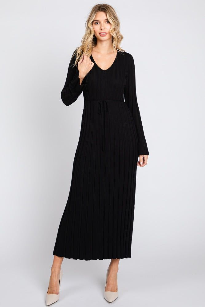 Black Ribbed Knit Maxi Dress sold by Pinkblush product image thumbnail 4