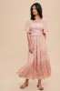 Pink Floral Smocked Tiered Maxi Dress sold by Pinkblush