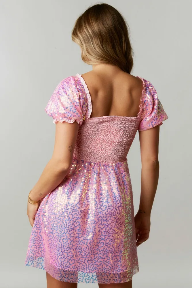 Pink Flower Sequin Mini Dress sold by Pinkblush product image thumbnail 3