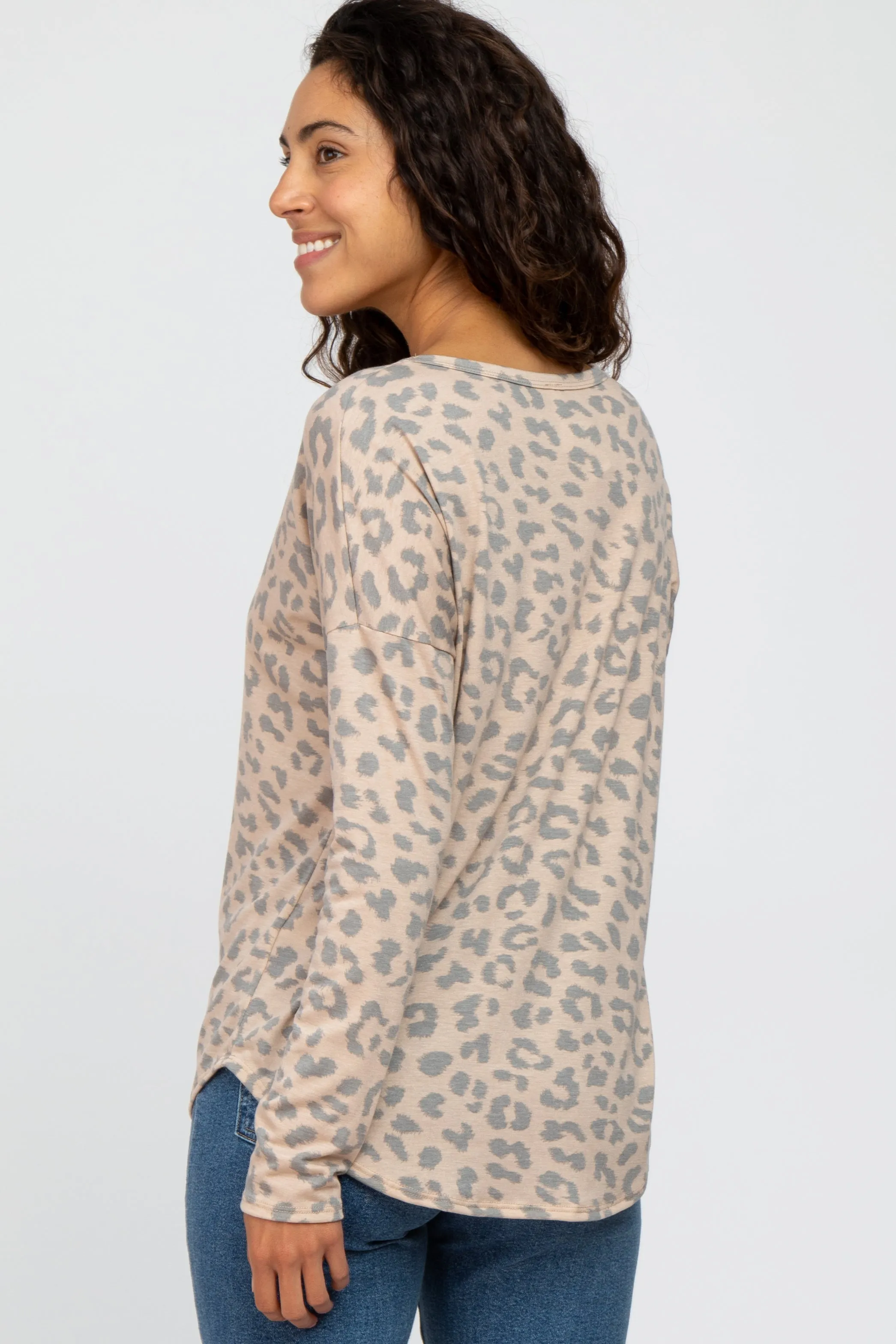 Taupe Animal Print Round Hem Top sold by Pinkblush product image thumbnail 3