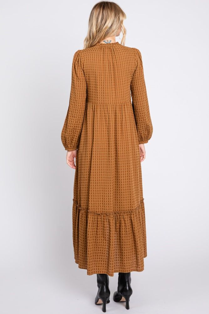 Mocha Gingham Button Midi Dress sold by Pinkblush product image thumbnail 3