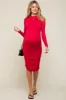 Fuchsia Red Ruched Maternity Fitted Dress sold by Pinkblush