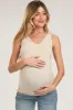 Beige Sleeveless Fitted Maternity Tank Top sold by Pinkblush
