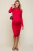 Fuchsia Red Ruched Maternity Fitted Dress sold by Pinkblush