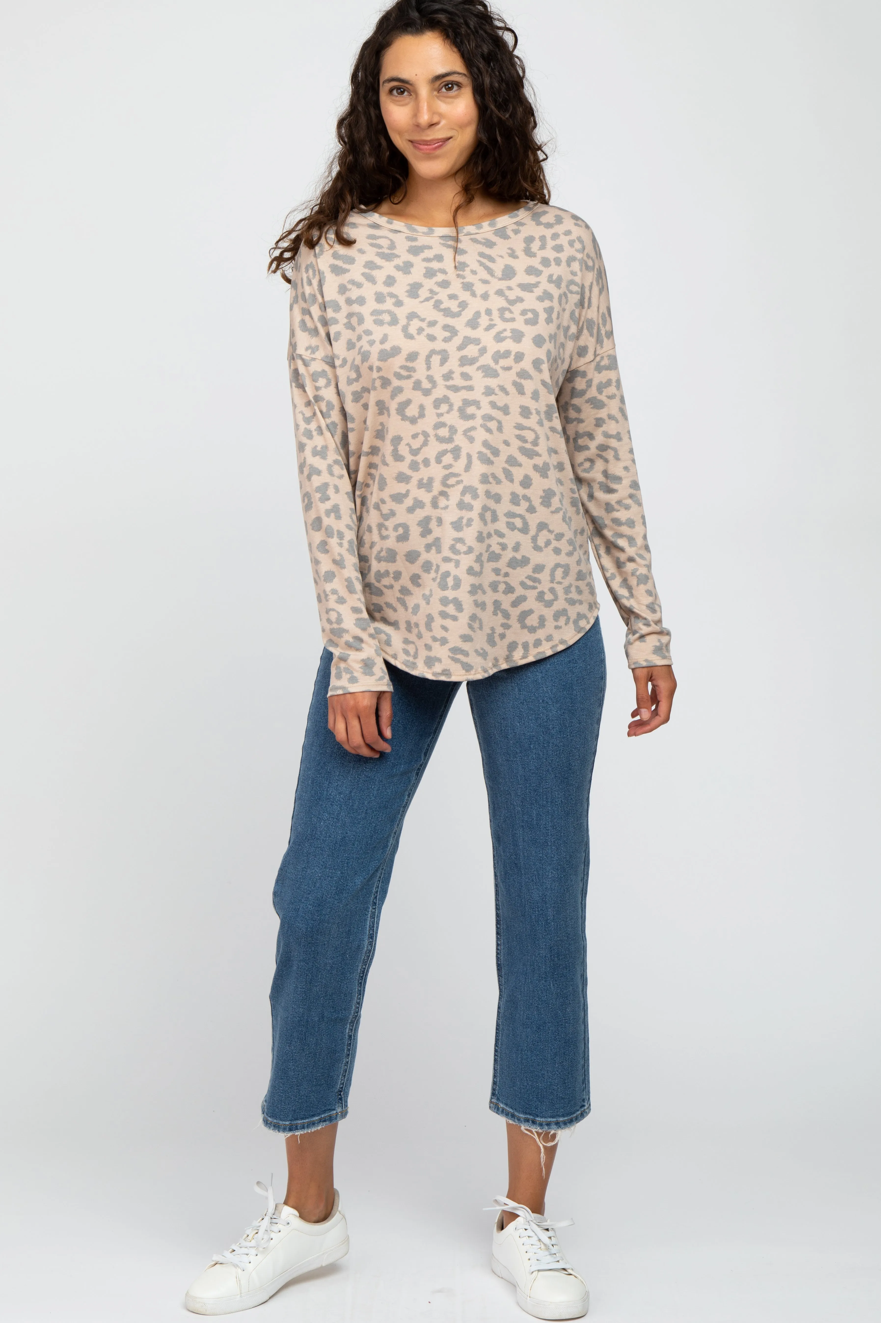 Taupe Animal Print Round Hem Top sold by Pinkblush product image thumbnail 4