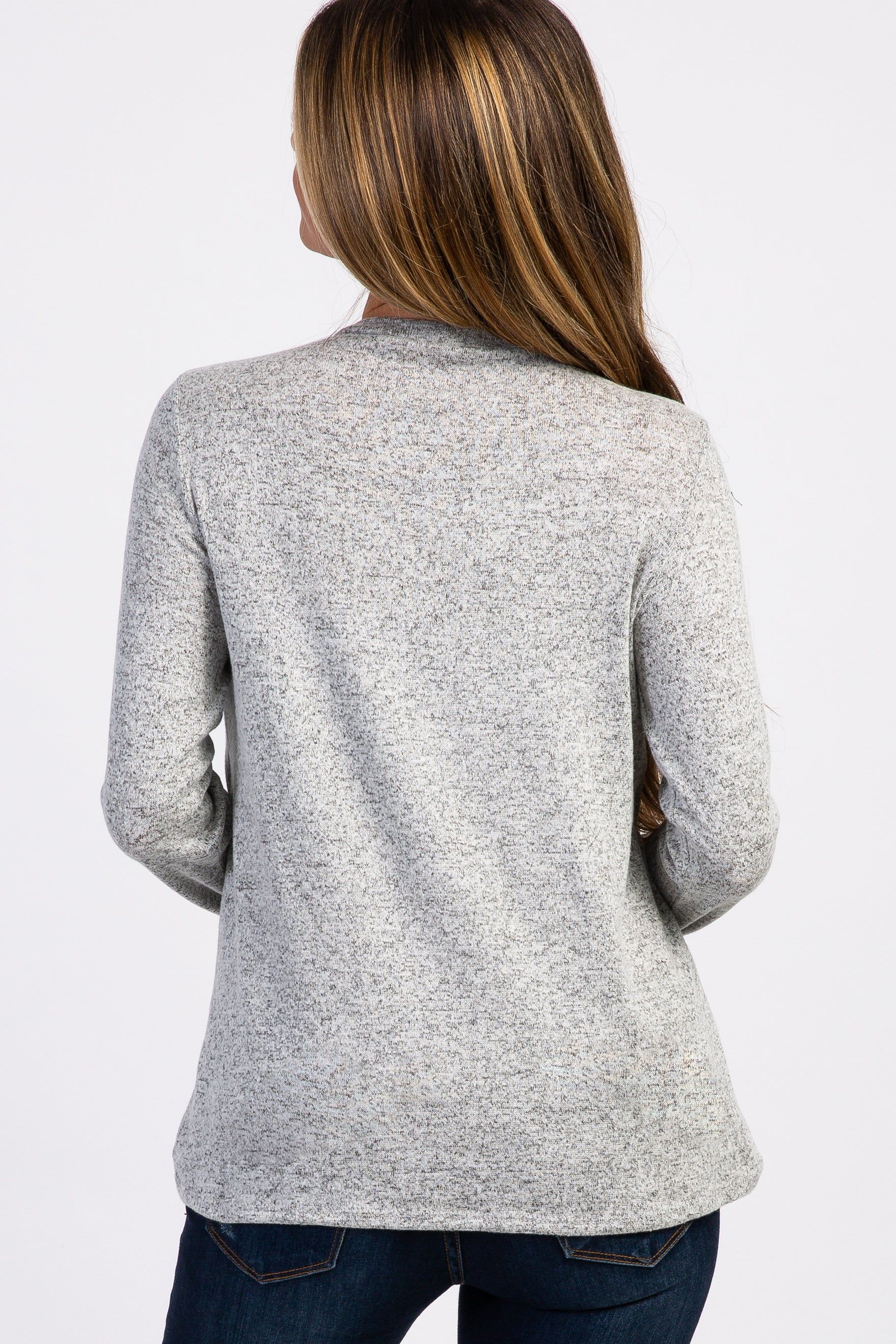 PinkBlush Heather Grey Long Sleeve Wrap Nursing Top sold by Pinkblush product image thumbnail 4