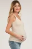 Beige Sleeveless Fitted Maternity Tank Top sold by Pinkblush