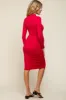 Fuchsia Red Ruched Maternity Fitted Dress sold by Pinkblush