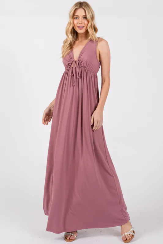 Pink Front Tie Cutout Sleeveless Maxi Dress sold by Pinkblush