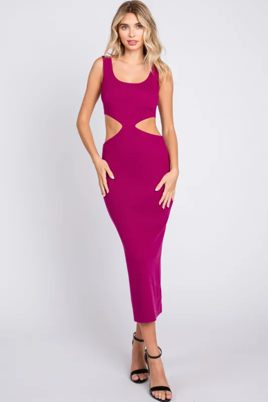 Magenta Sleeveless Side Cutout Midi Dress sold by Pinkblush