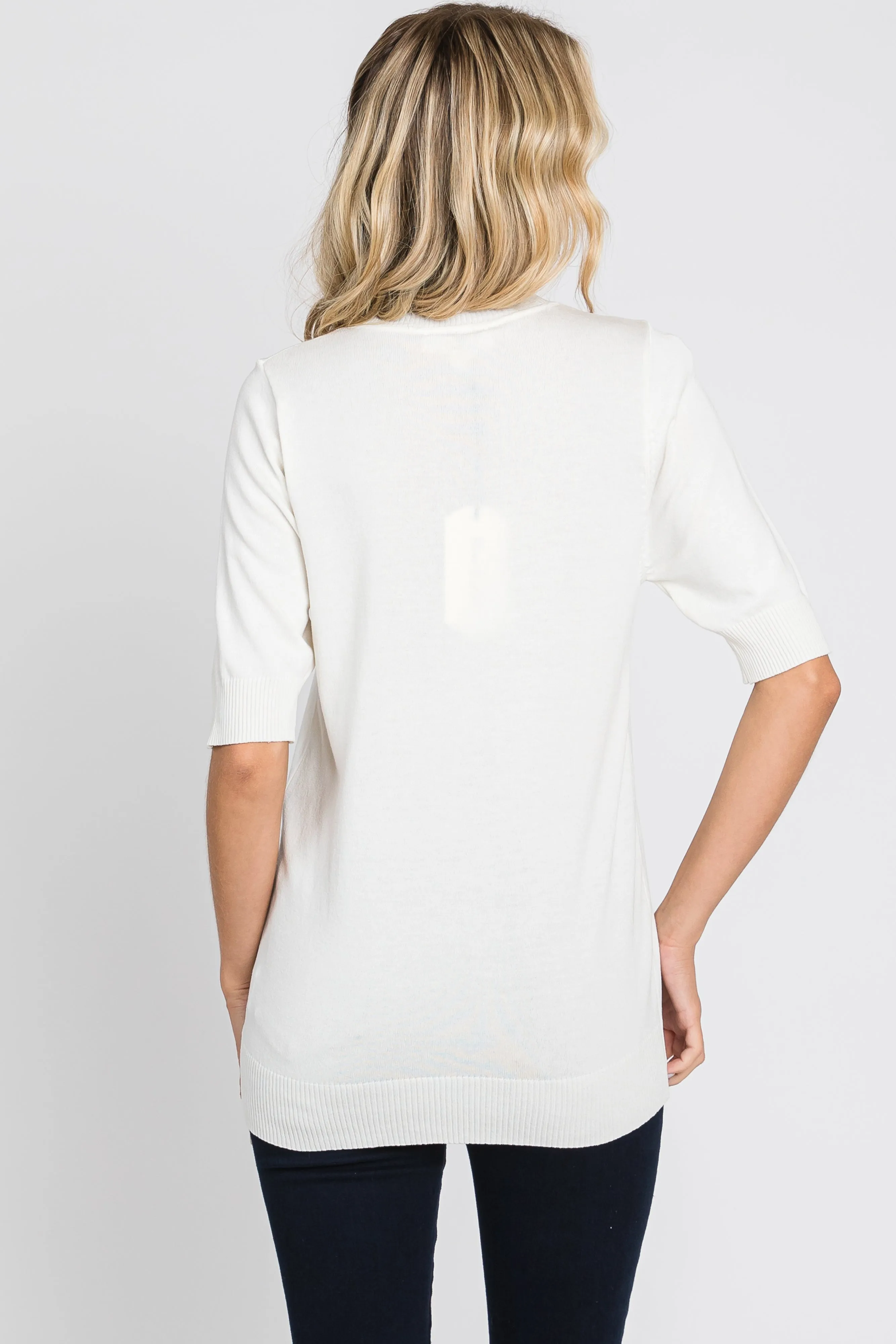 Cream Knit Fitted Blouse sold by Pinkblush product image thumbnail 3