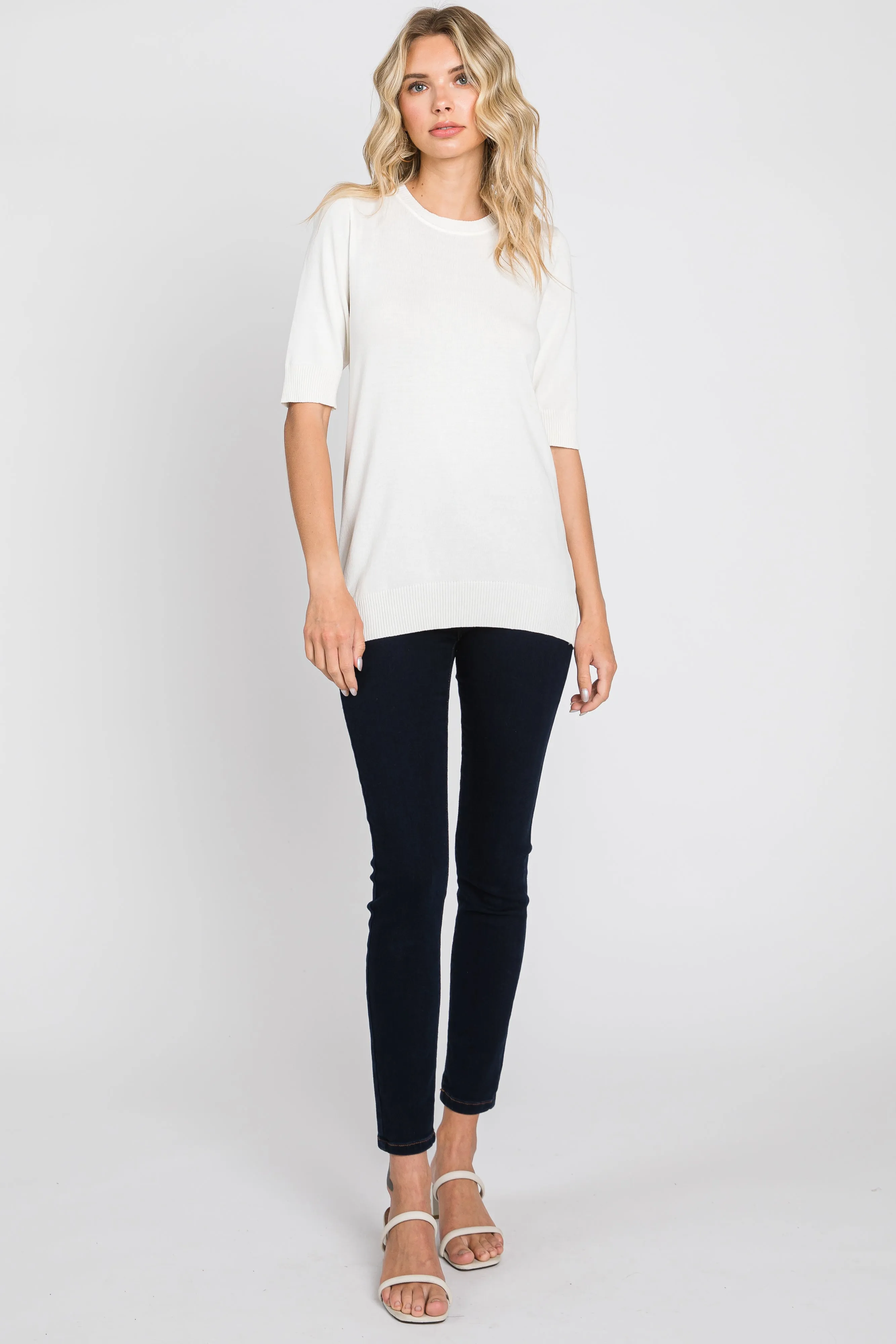 Cream Knit Fitted Blouse sold by Pinkblush product image thumbnail 4