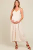 Cream V-Neck Crochet Top Maternity Midi Dress sold by Pinkblush