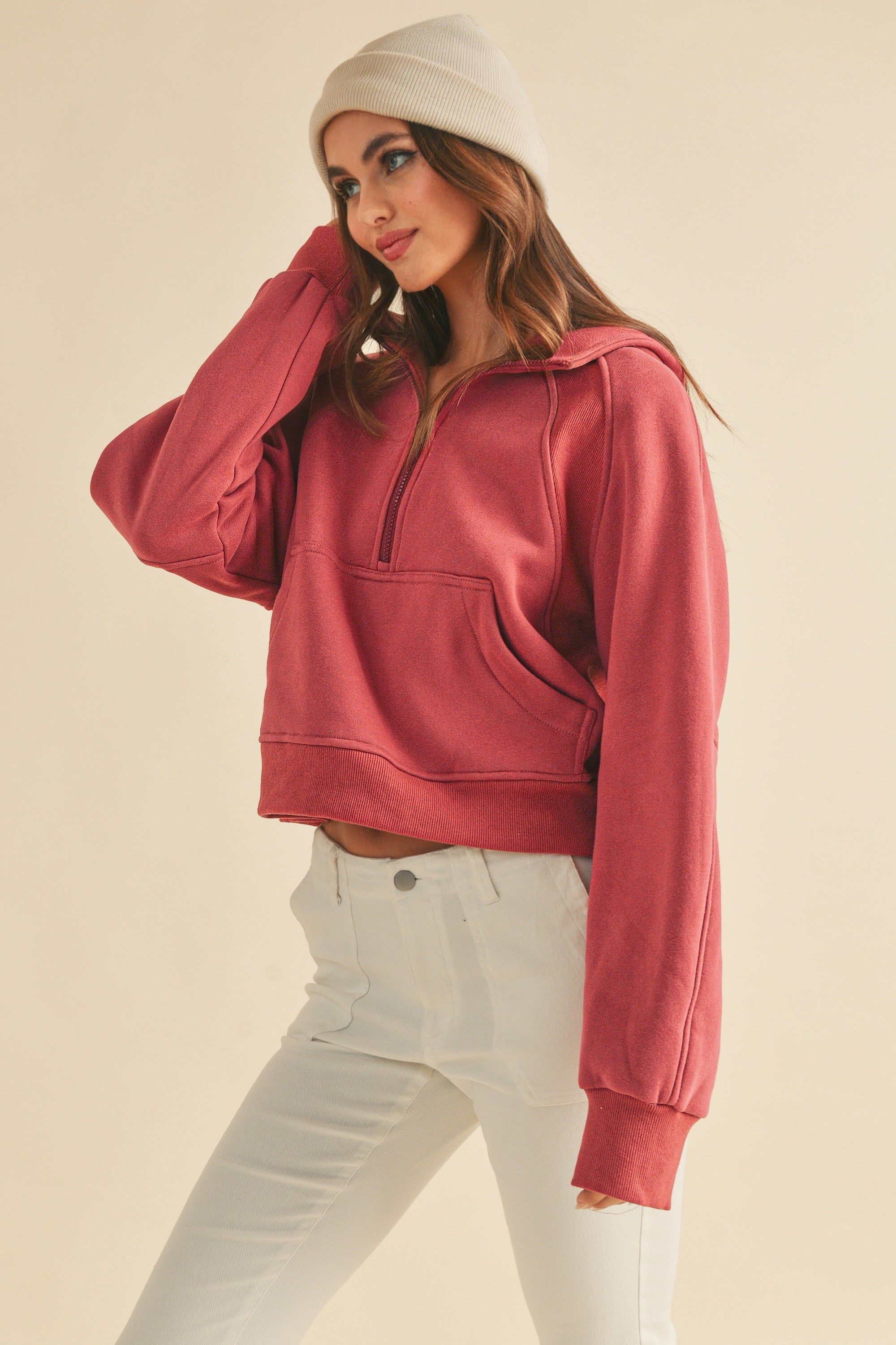 Berry Half-Zip Hoodie sold by Pinkblush product image thumbnail 2