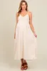 Cream V-Neck Crochet Top Maternity Midi Dress sold by Pinkblush
