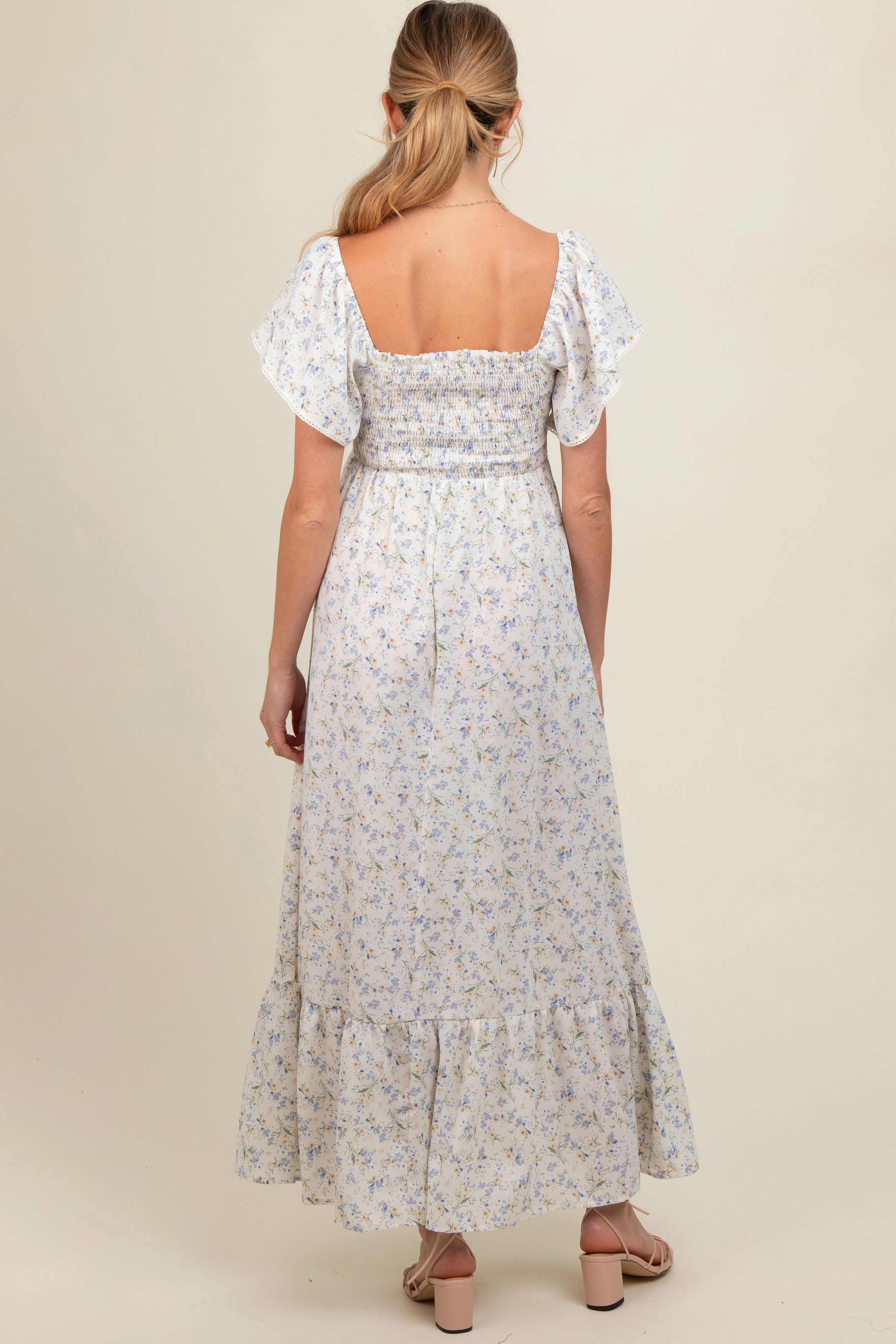 Burgundy Floral V-Neck Long Sleeve Blouse sold by Pinkblush product image thumbnail 2