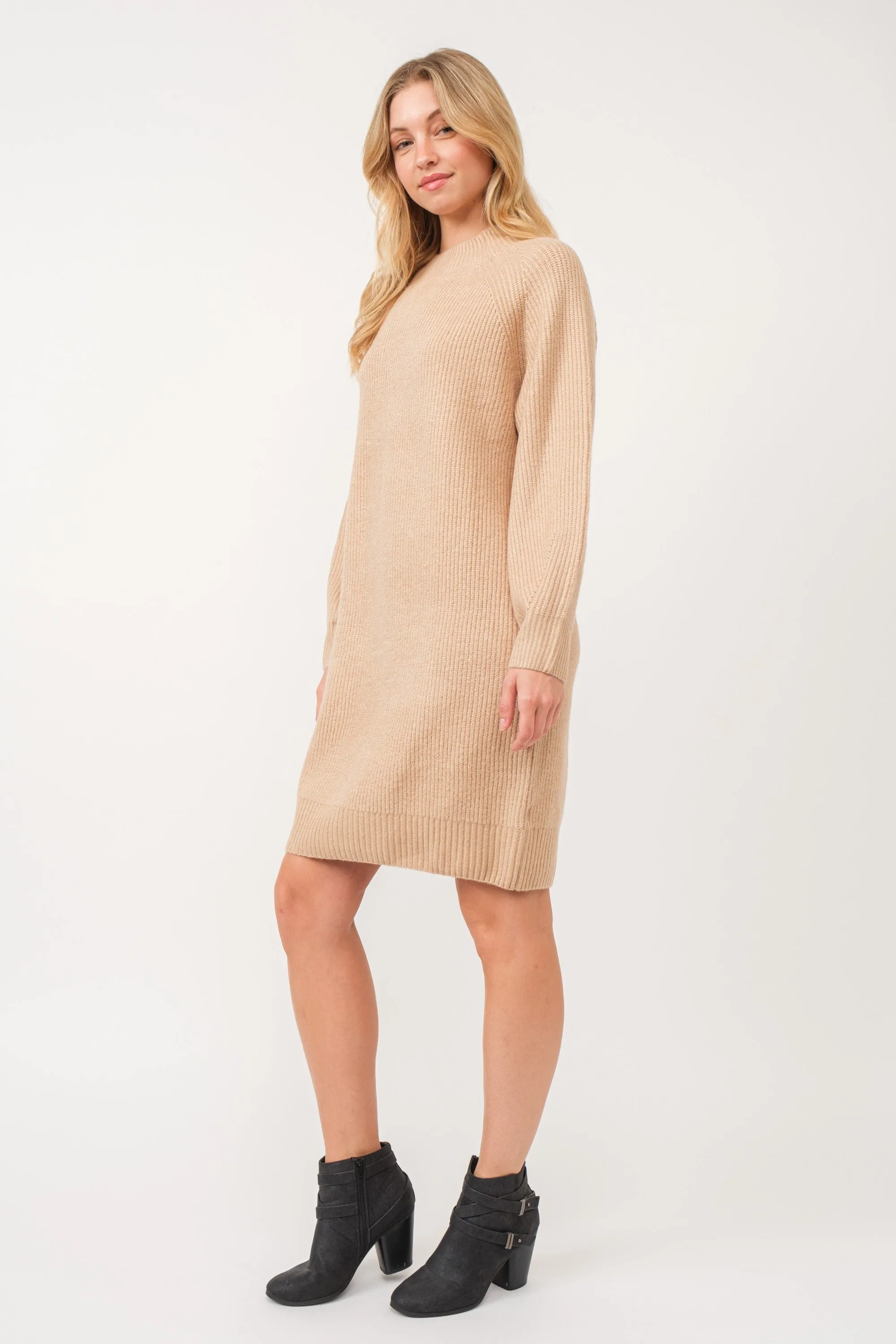 Beige Mock Neck Sweater Dress sold by Pinkblush product image thumbnail 2