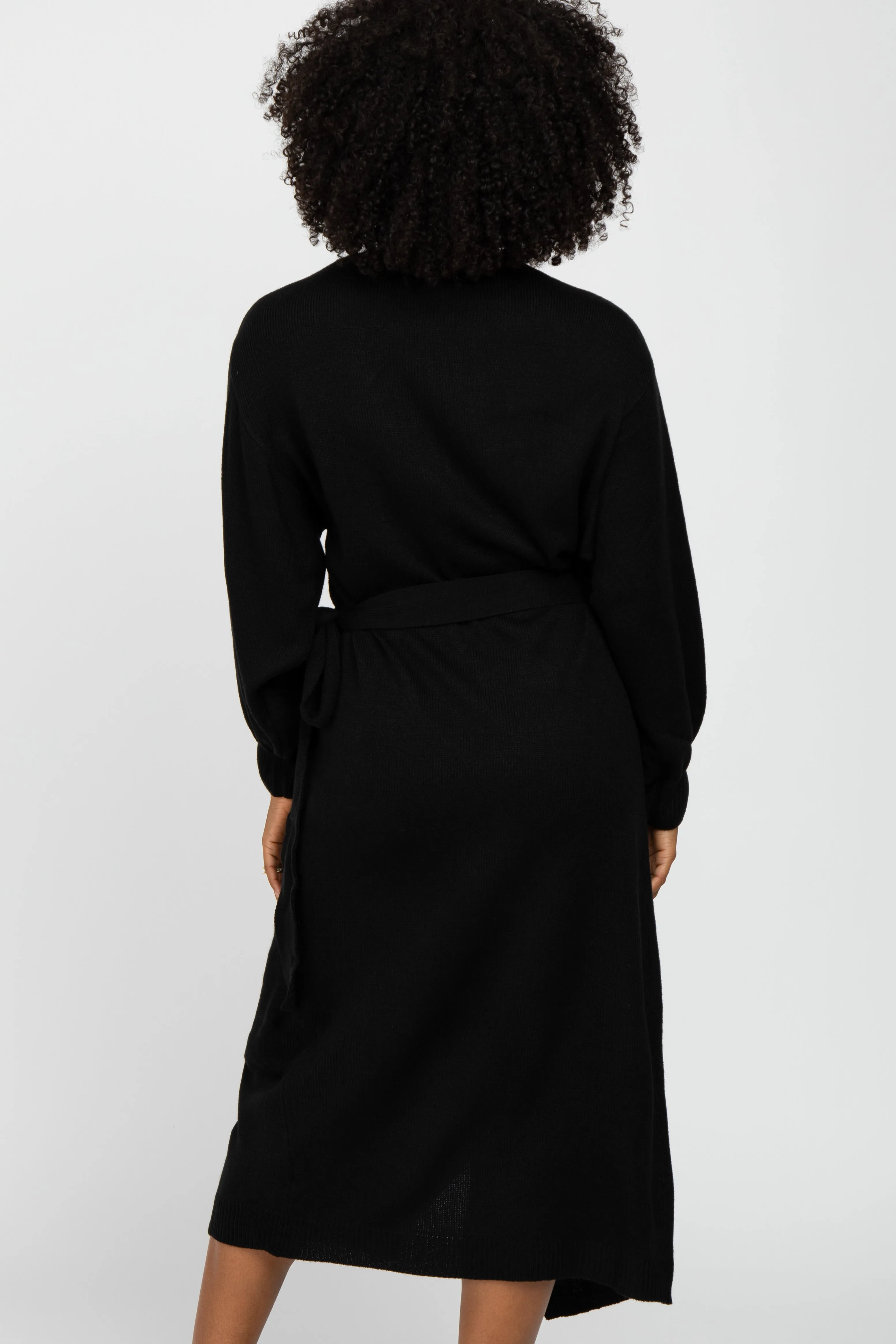 Black Wrap Sweater Knit Midi Dress sold by Pinkblush product image thumbnail 5