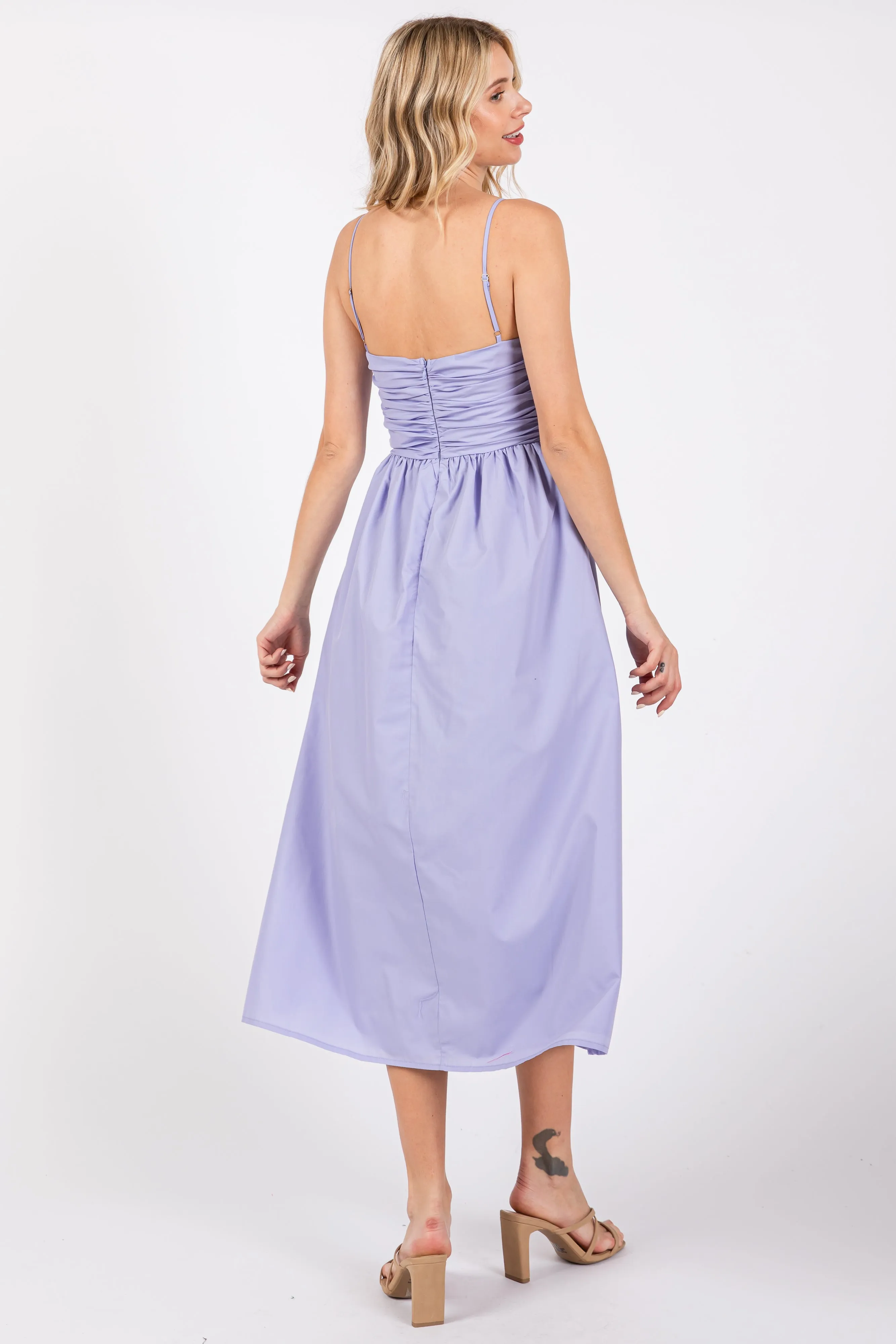 Lavender Ruched Midi Dress sold by Pinkblush product image thumbnail 3