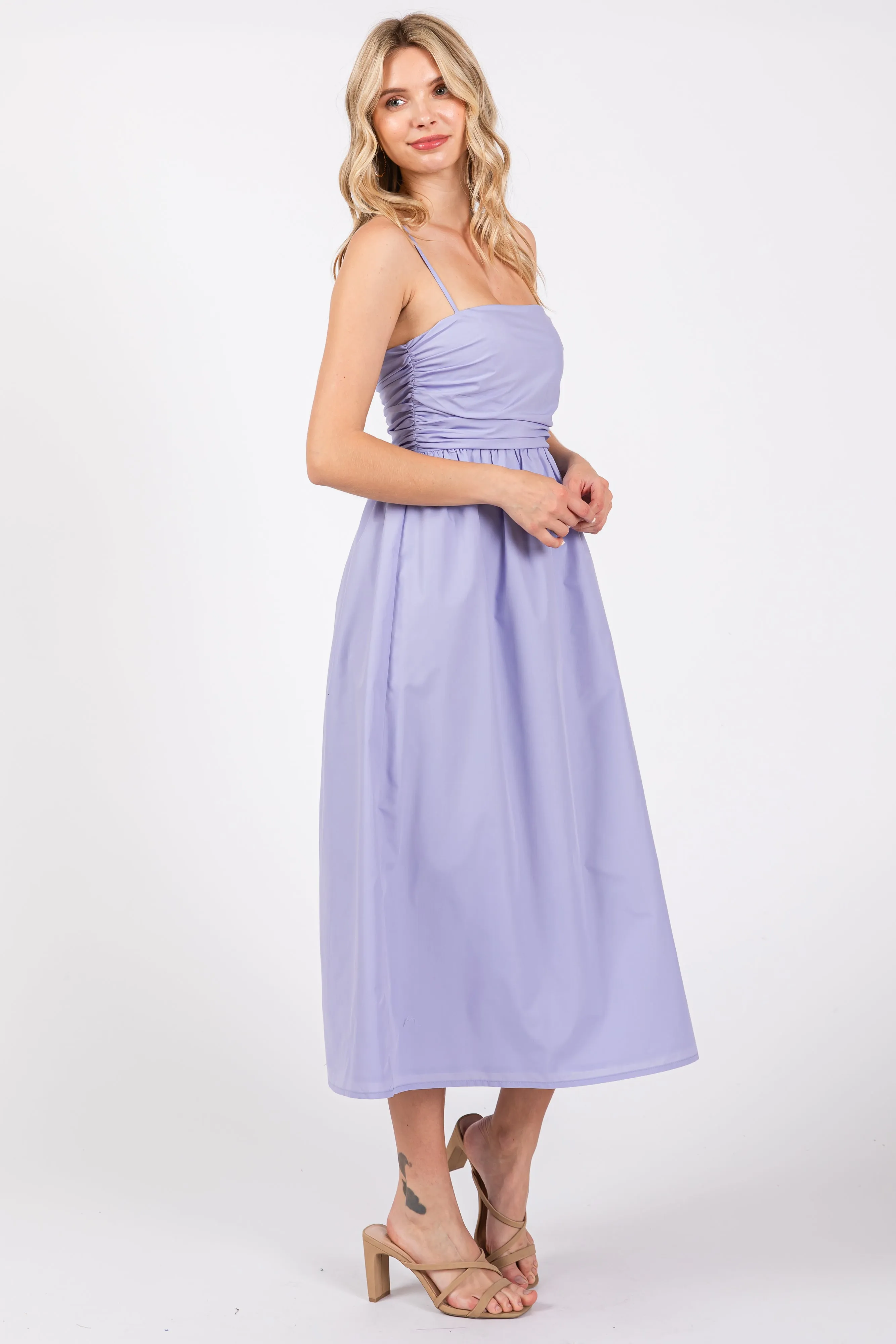 Lavender Ruched Midi Dress sold by Pinkblush product image thumbnail 2