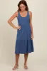 Blue Tiered Sleeveless Maternity Midi Dress sold by Pinkblush