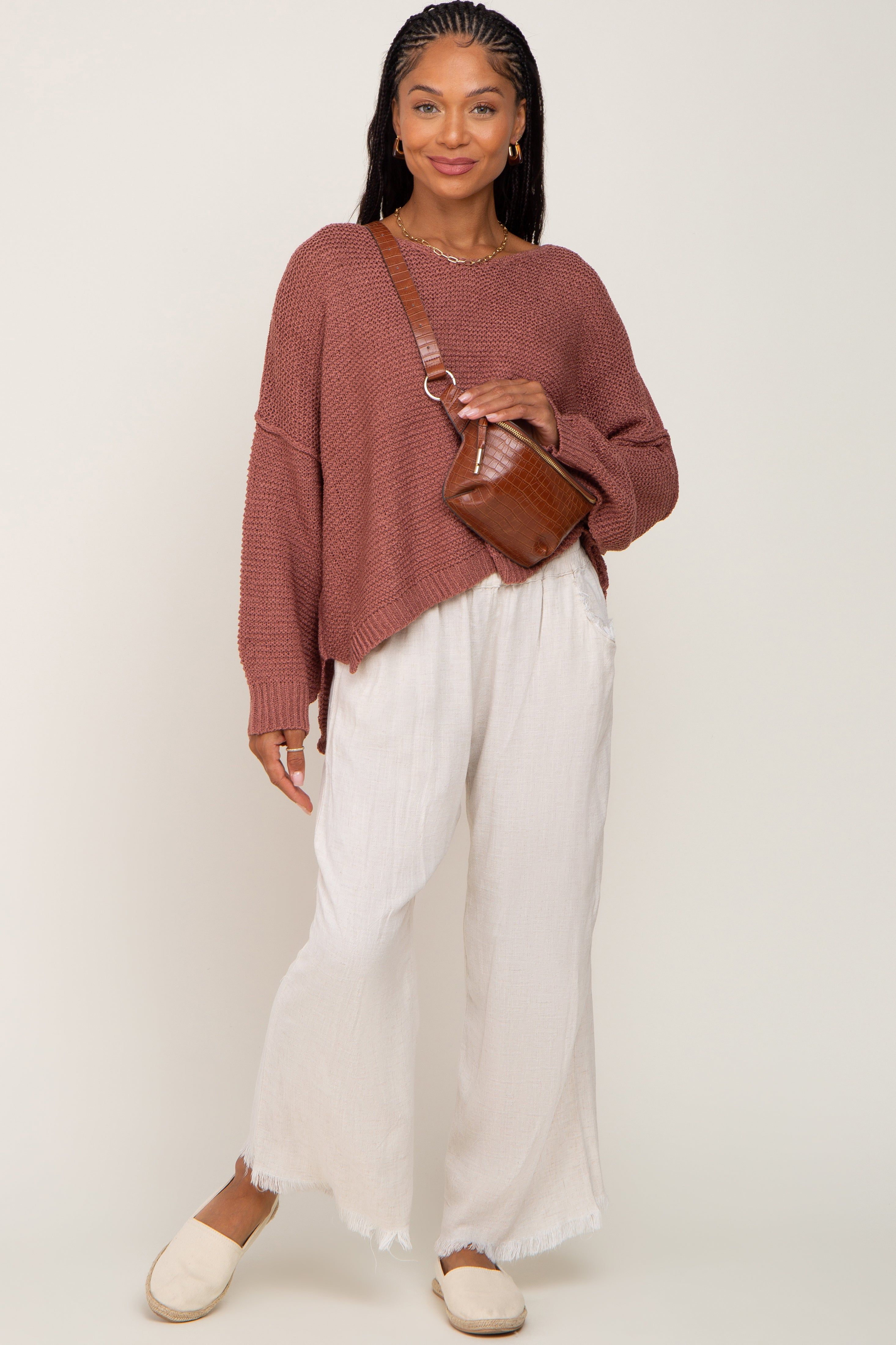 Rust Knit Dolman Sleeve Sweater sold by Pinkblush product image thumbnail 4