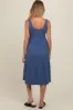 Blue Tiered Sleeveless Maternity Midi Dress sold by Pinkblush