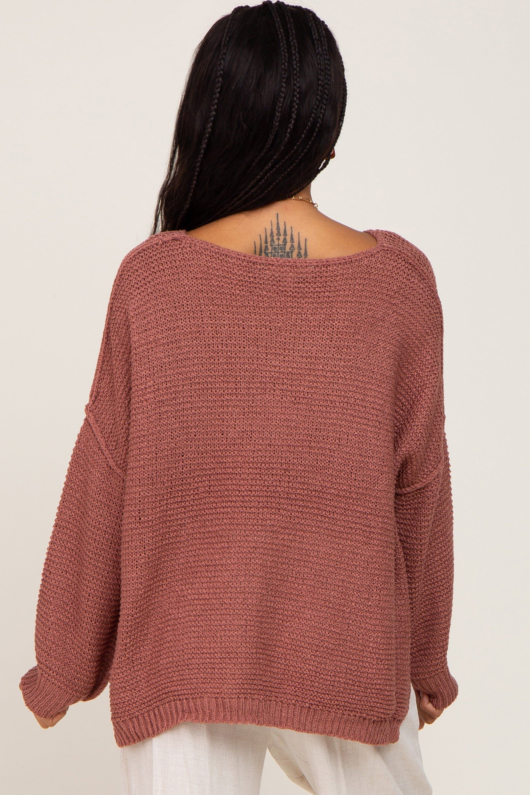 Rust Knit Dolman Sleeve Sweater sold by Pinkblush product image thumbnail 3