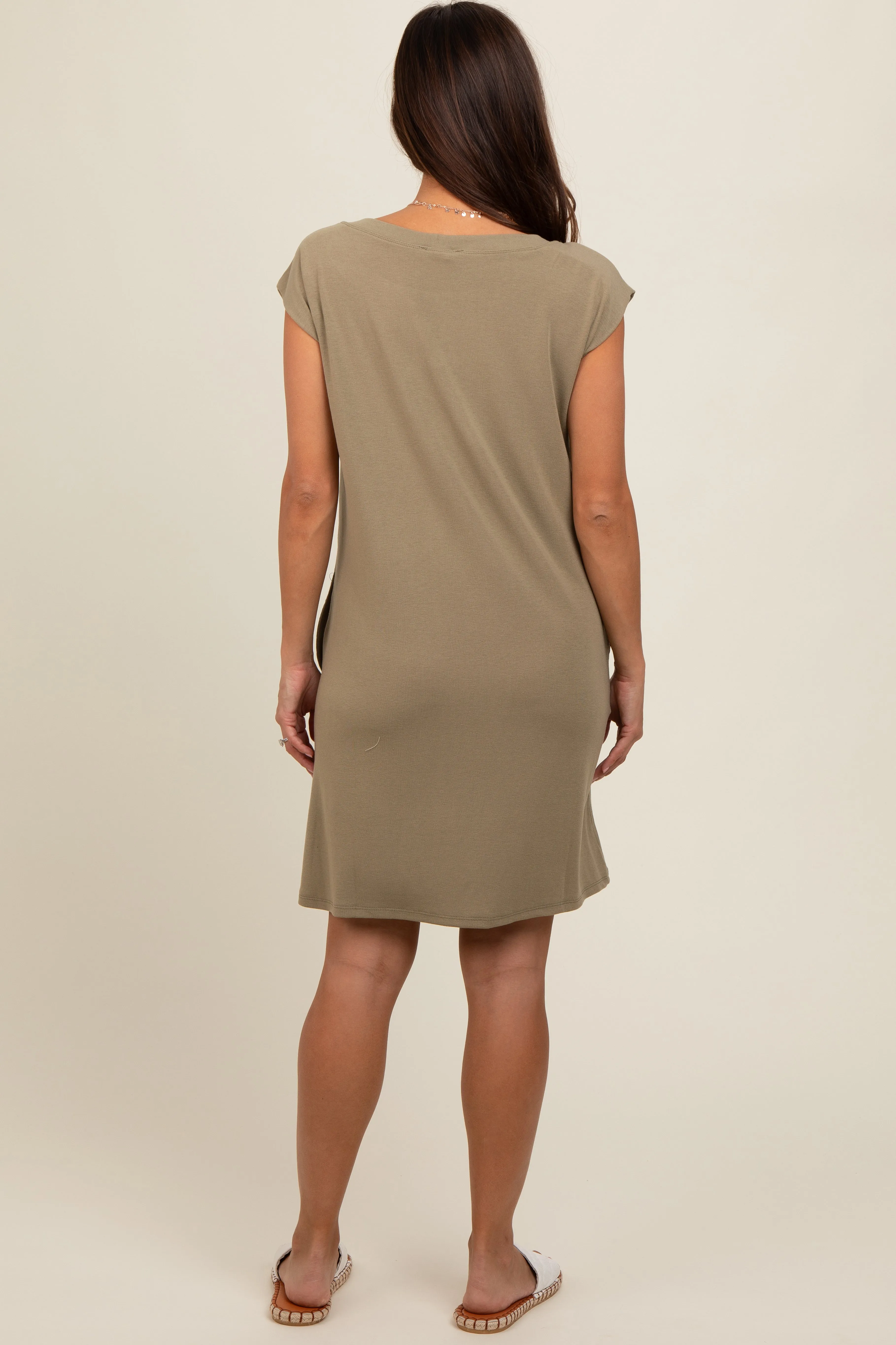 Olive Basic Sleeveless Maternity Dress sold by Pinkblush product image thumbnail 3