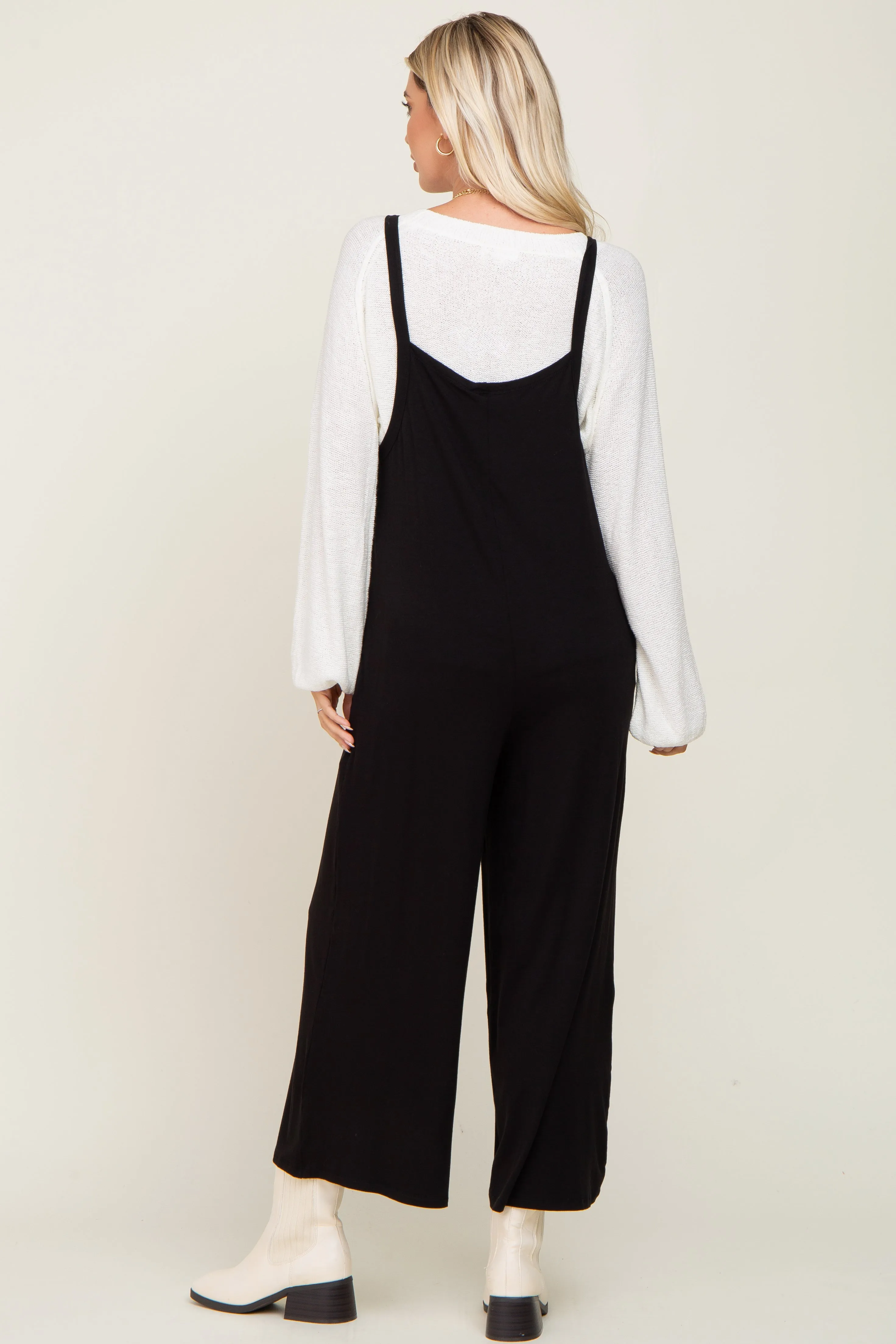 Black Sleeveless Pocketed Wide Leg Jumpsuit sold by Pinkblush product image thumbnail 3