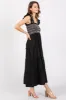 Black Embroidered Smocked Midi Dress sold by Pinkblush