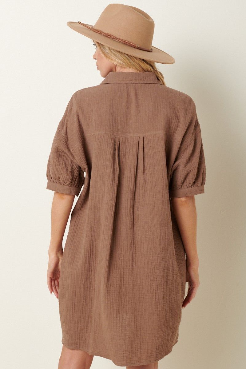 Mocha Mini Shirt Dress sold by Pinkblush product image thumbnail 5
