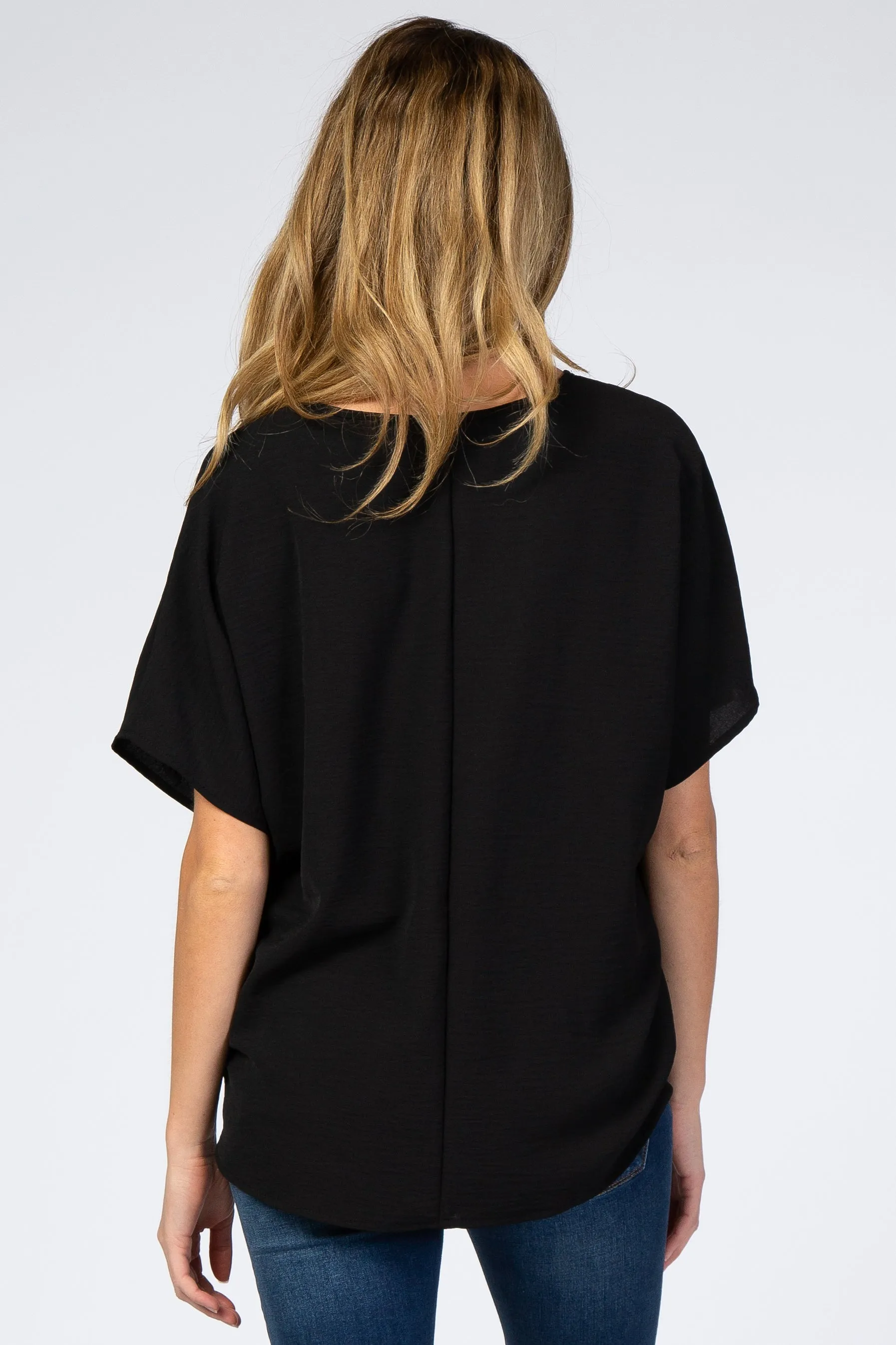 Black Short Sleeve Maternity Blouse sold by Pinkblush product image thumbnail 3