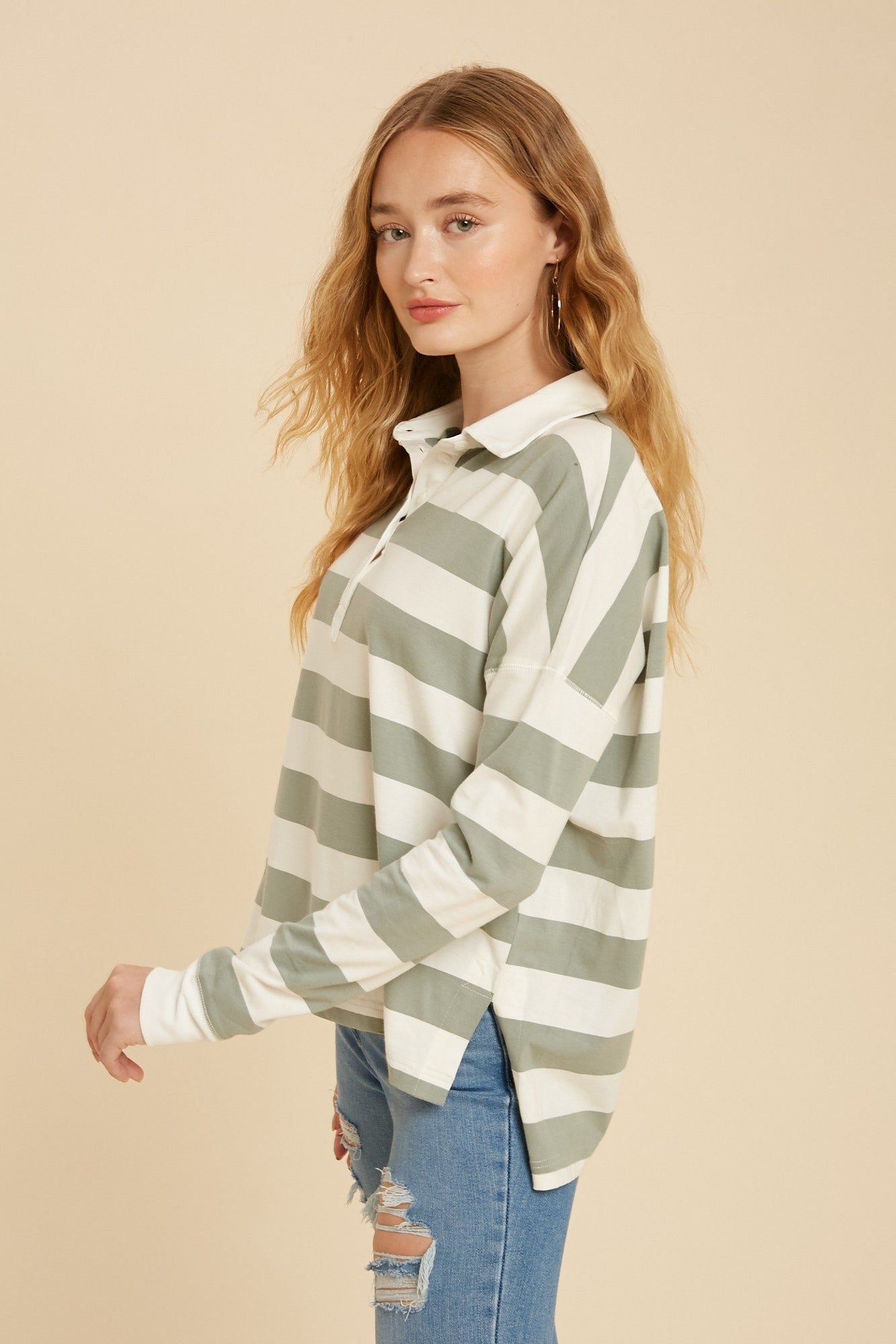 Sage Striped Rugby Top sold by Pinkblush product image thumbnail 2