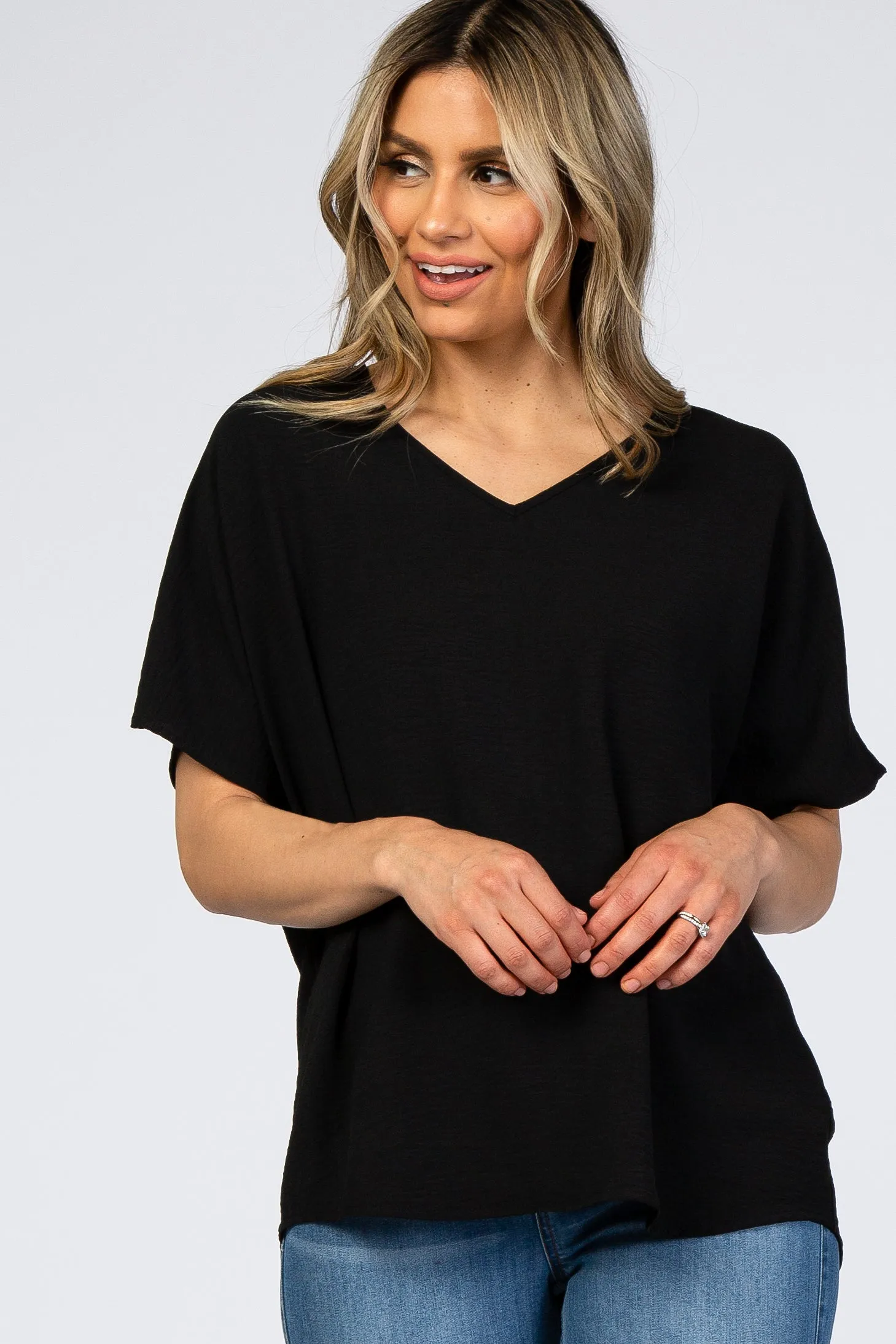 Black Short Sleeve Maternity Blouse sold by Pinkblush product image thumbnail 5