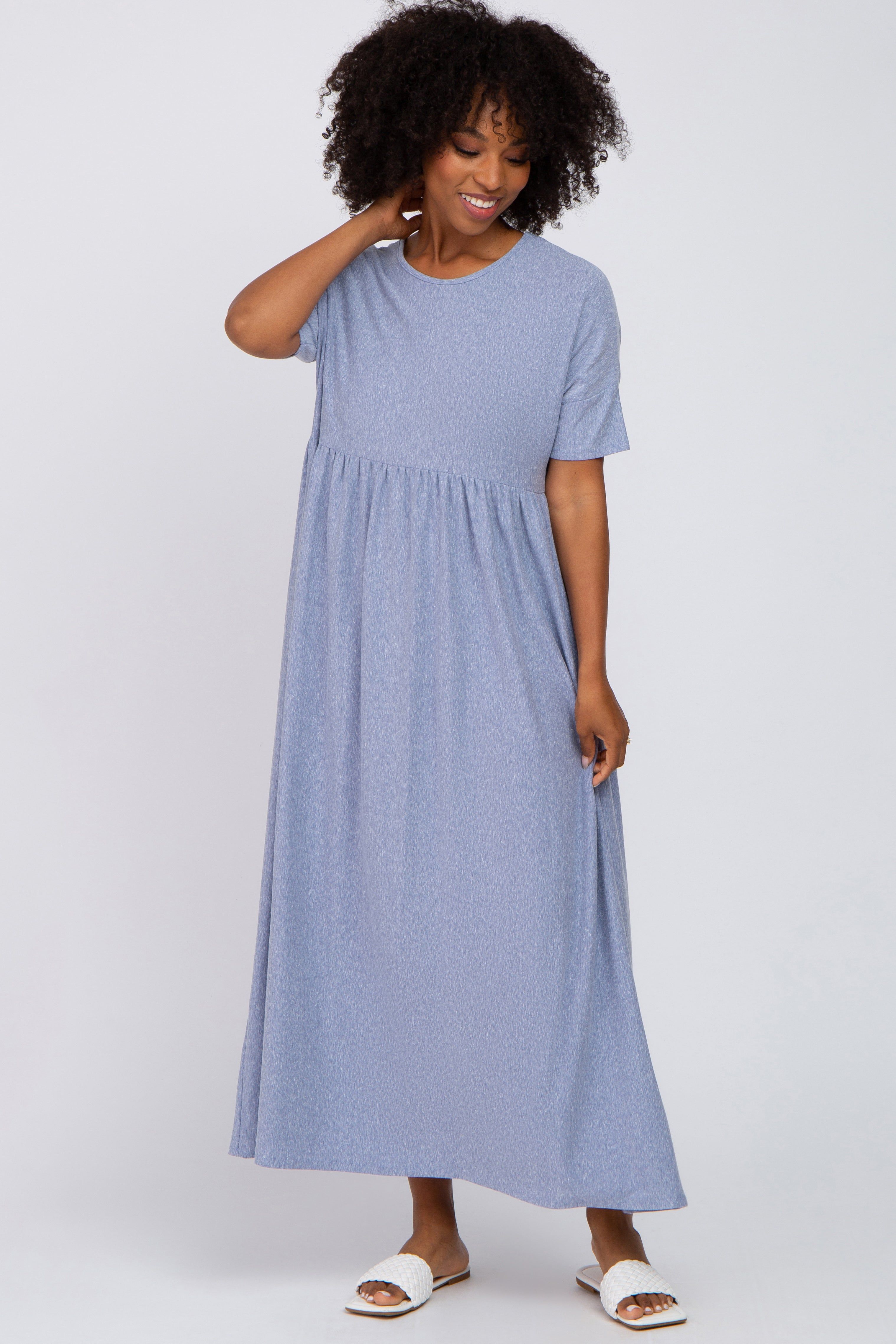 Blue Heather Oversized Midi Dress sold by Pinkblush