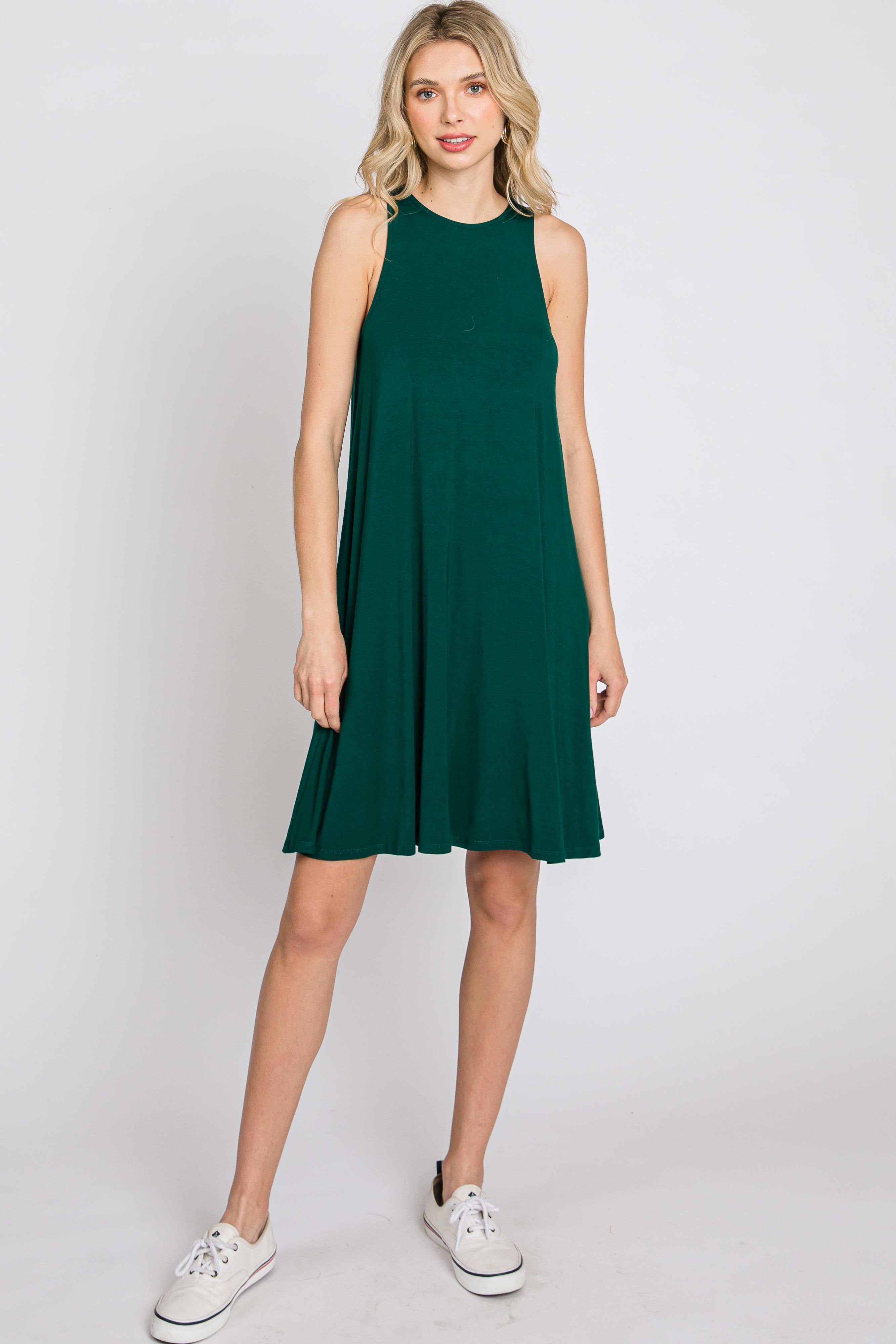 Emerald Green Sleeveless Basic Dress sold by Pinkblush product image thumbnail 2