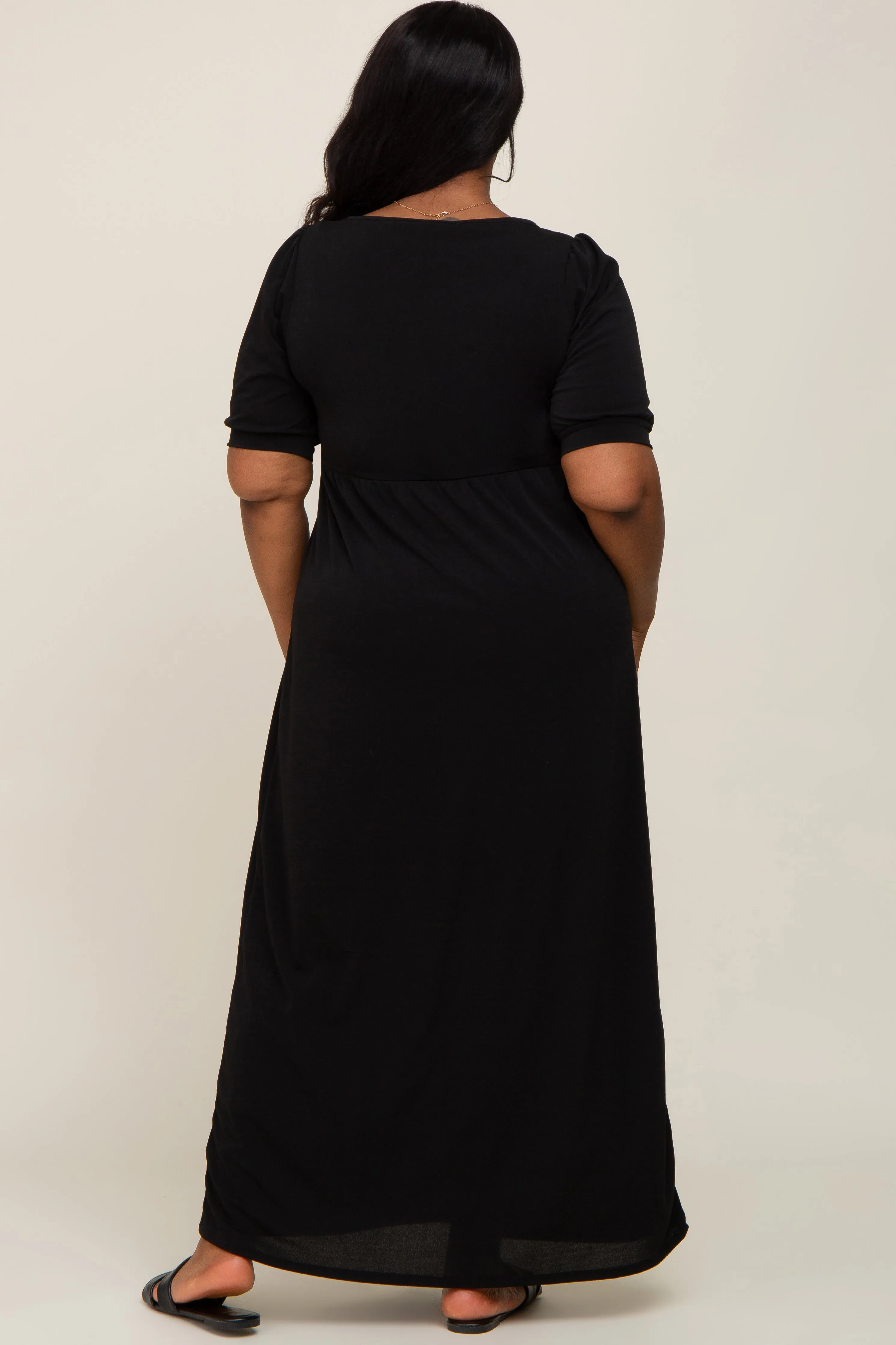 Black Puff Sleeve Maxi Plus Dress sold by Pinkblush product image thumbnail 3