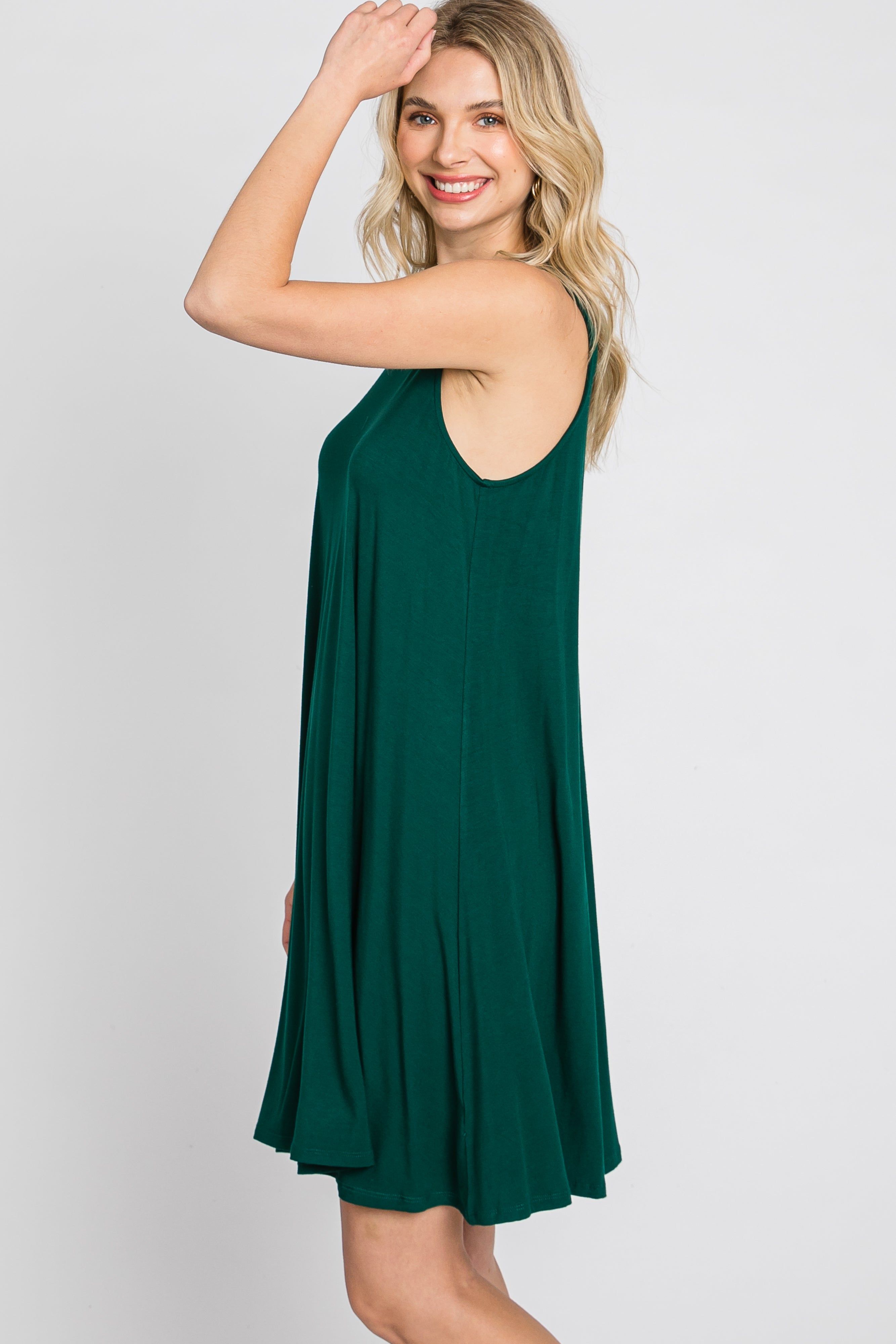 Emerald Green Sleeveless Basic Dress sold by Pinkblush product image thumbnail 6