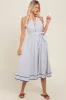White Striped Halter Midi Shirt Dress sold by Pinkblush