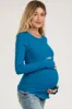 Blue Ribbed Maternity Long Sleeve Top sold by Pinkblush