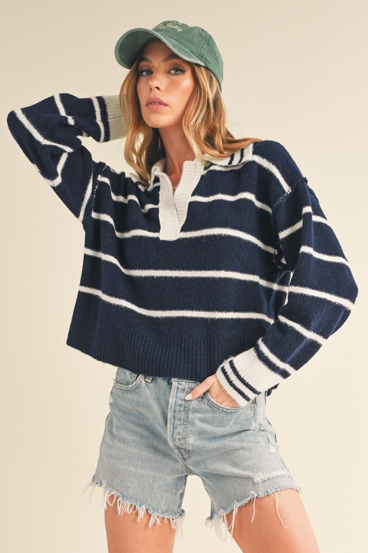 Navy White Collar Sweater sold by Pinkblush product image thumbnail 2
